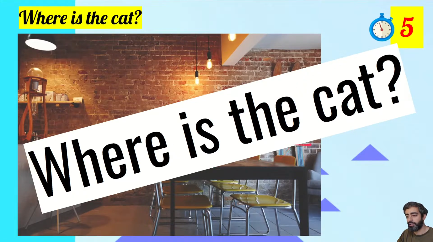 Where’s the cat? Prepositions of place – Game for English students and classrooms