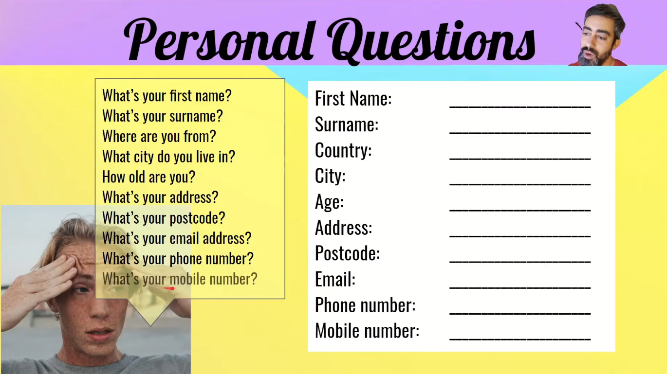 Listening for Personal Information – Basic Questions – Spelling – Repeating